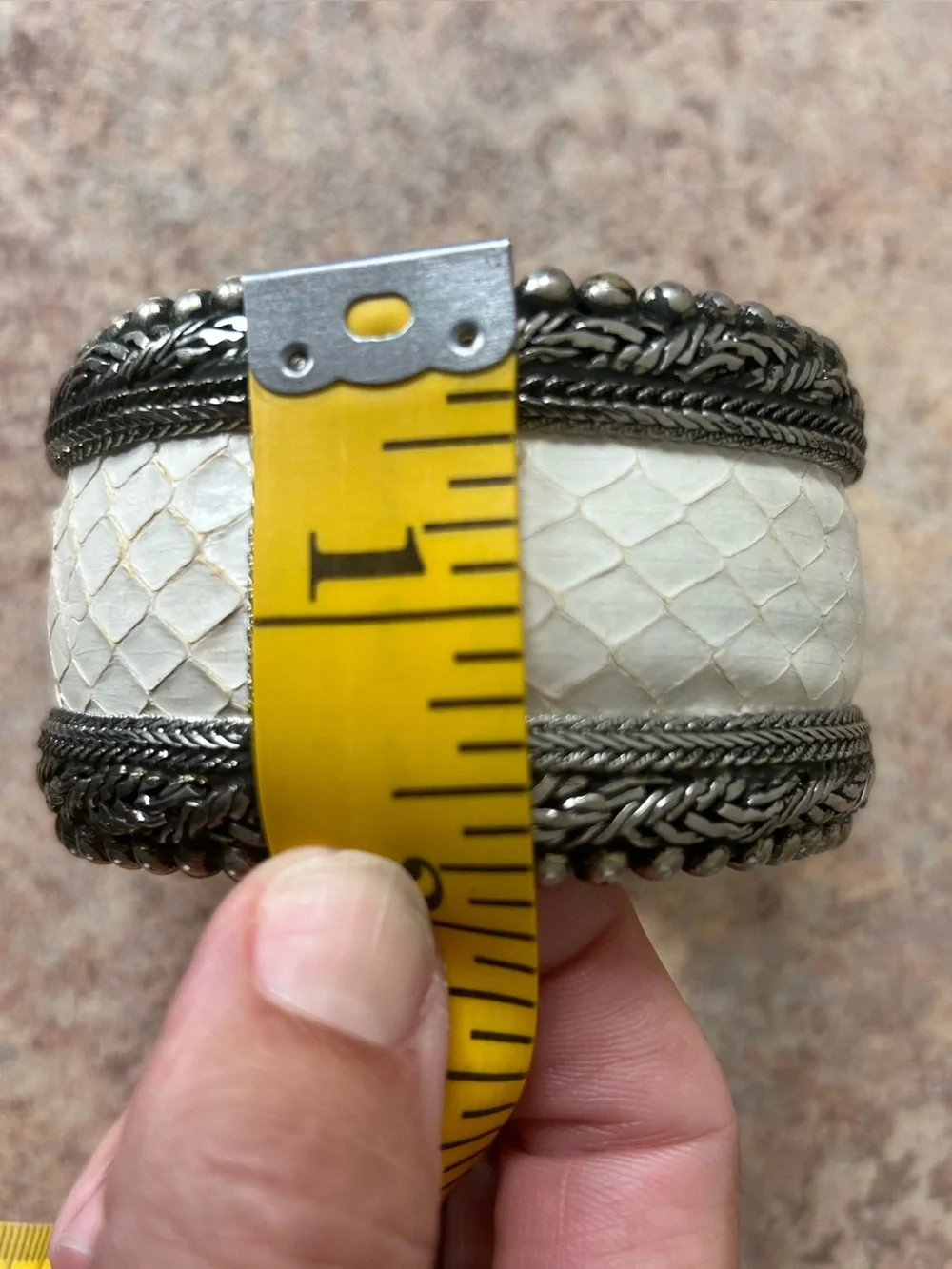 Vintage Sterling Silver Boho Style Bangle Bracelet 1.75” wide/2.5” diameter